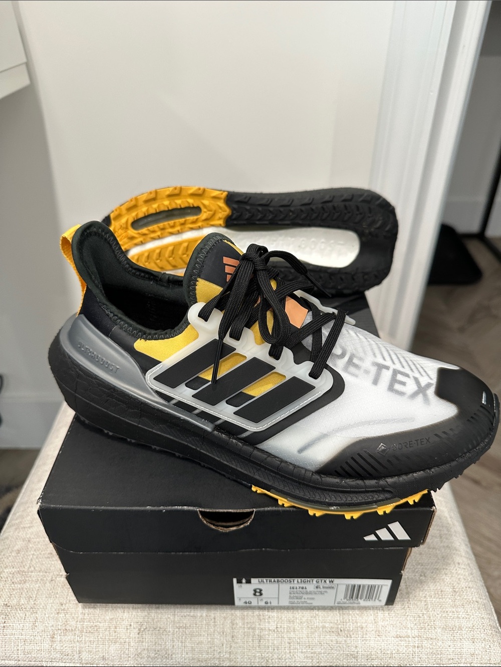 adidas Ultraboost Gore-Tex Sneakers in White, Black & Yellow